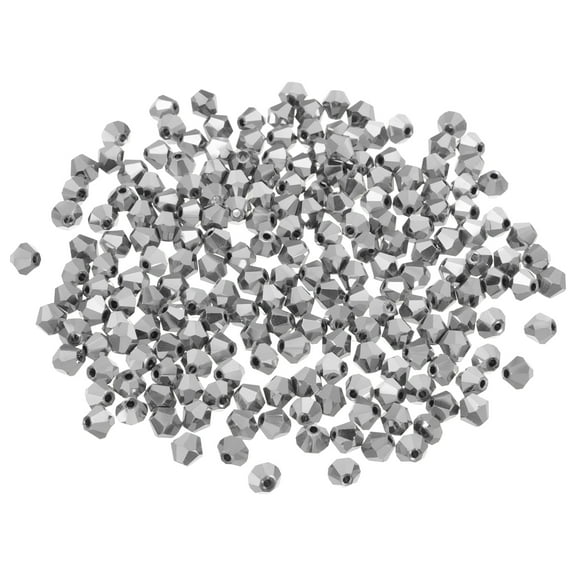 Uxcell 100pcs 8mm Bicone Glass Crystal Beads, Faceted Beads Silver Tone