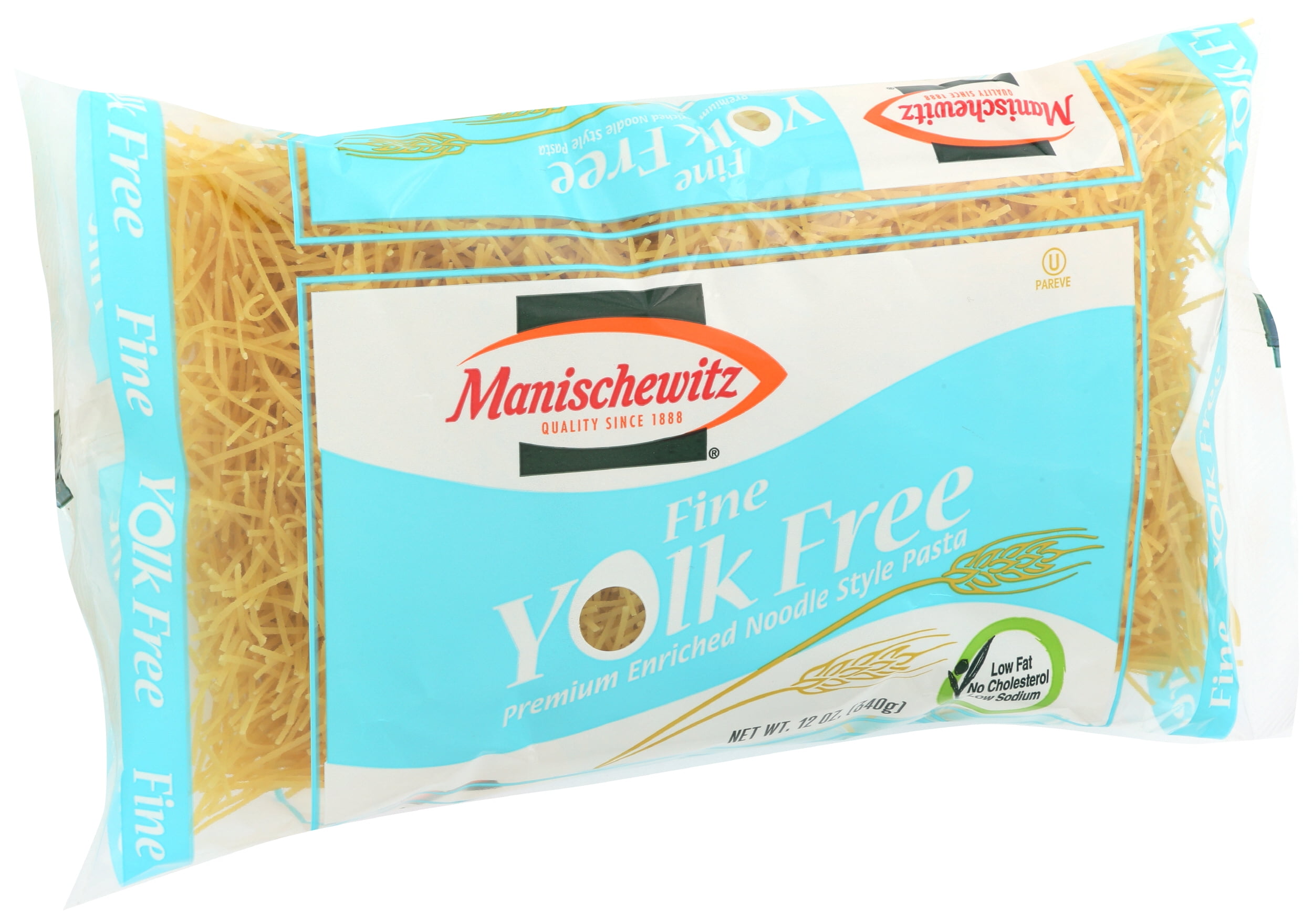 Pack of 12, Manischewitz Fine Yolk Free Noodle Style Pasta, 12 oz