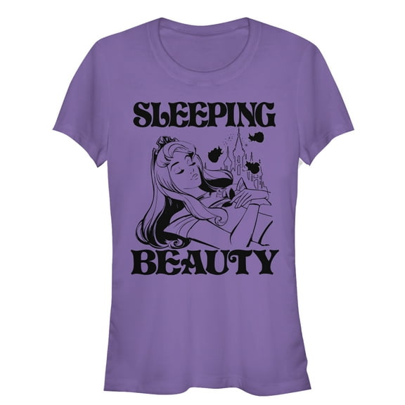 Junior's Sleeping Beauty Aurora  Graphic Tee Purple 2X Large