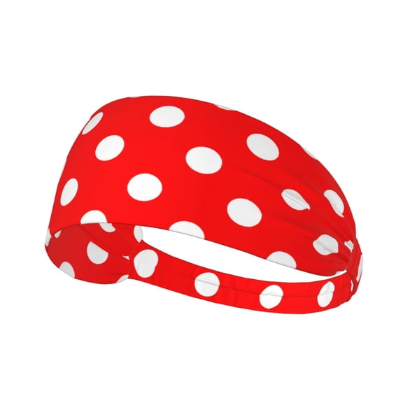 Unisex Polka Dot Red Sweatband Sports Headband For Running Cycling Yoga Workout Stretchy Hairband