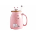thumbnail image 4 of Taza De Café De Cerámica Con Bonita Tapa Cuchara De Gato Xtellar rosa, 4 of 4