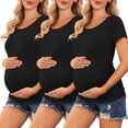 thumbnail image 3 of Ohufall Women's Short Sleeve Maternity Shirts Summer Solid Color Casual Round Neck Nursing Tee Tops Loose Fit Comfortable Pregnancy T-shirts for Women, 3 of 9