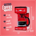 thumbnail image 2 of Nostalgia Retro Cafetera programable de 12 tazas con pantalla LED, apagado automático y mantenimiento del calor, función de pausa y servicio, roja, 2 of 5