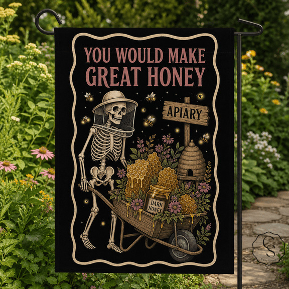 Garden Flag Skeleton Beekeeper Humor Outdoor Yard Decor for Beekeepers