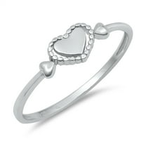 Heart Love Halo Purity Promise Dainty Ring .925 Sterling Silver Band Jewelry Female Male Size 4