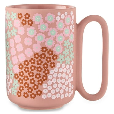 Thyme & Table 19.6 fl oz Pink Flowers Soft Touch Stoneware Mug