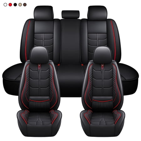 5 Seats Leather Car Seat Covers,Car Seat Covers Full Set,Automotive Seat Covers ,Fit for Most Cars SUV and Most Sedans Hatchbacks Crossovers,Breathable Waterproof Full Wrapping Edge Seat Covers