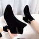 thumbnail image 3 of NECHOLOGY Botas Mujer Zapatos Botines mujer Botas de de agua para otoño e invierno, zapatos de tacón , botas cálidas y de felpa, tacones gruesos, tacones medios, botas de moda versátiles (Black, 7), 3 of 7