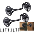 thumbnail image 1 of Gancho de cabina Gancho para cerrar puerta de 2 piezas, cerradura de gancho de puerta de acero inoxidable negro, con tornillos de montaje, para ventana, puerta de granero, puerto, 1 of 5