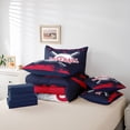 thumbnail image 5 of Homewish 3D Baseball Kids Bedding Comforter Set 7pcs, Cartoon Ball Game Player King Bedding Sets, Navy Red Sports Theme Reversible Bed Sheets, Lightweight Room Decor, 5 of 7