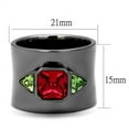 thumbnail image 4 of Womens Black Ring Anillo Para Mujer Stainless Steel Ring with Glass in Multi Color Luciana, 4 of 4