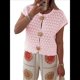 thumbnail image 1 of Suéter de Corta para Mujer, Cuello Redondo, Cárdigan de Punto de Crochet Calado, Camisas Casuales de Verano con Botones. Rosa XL, 1 of 7