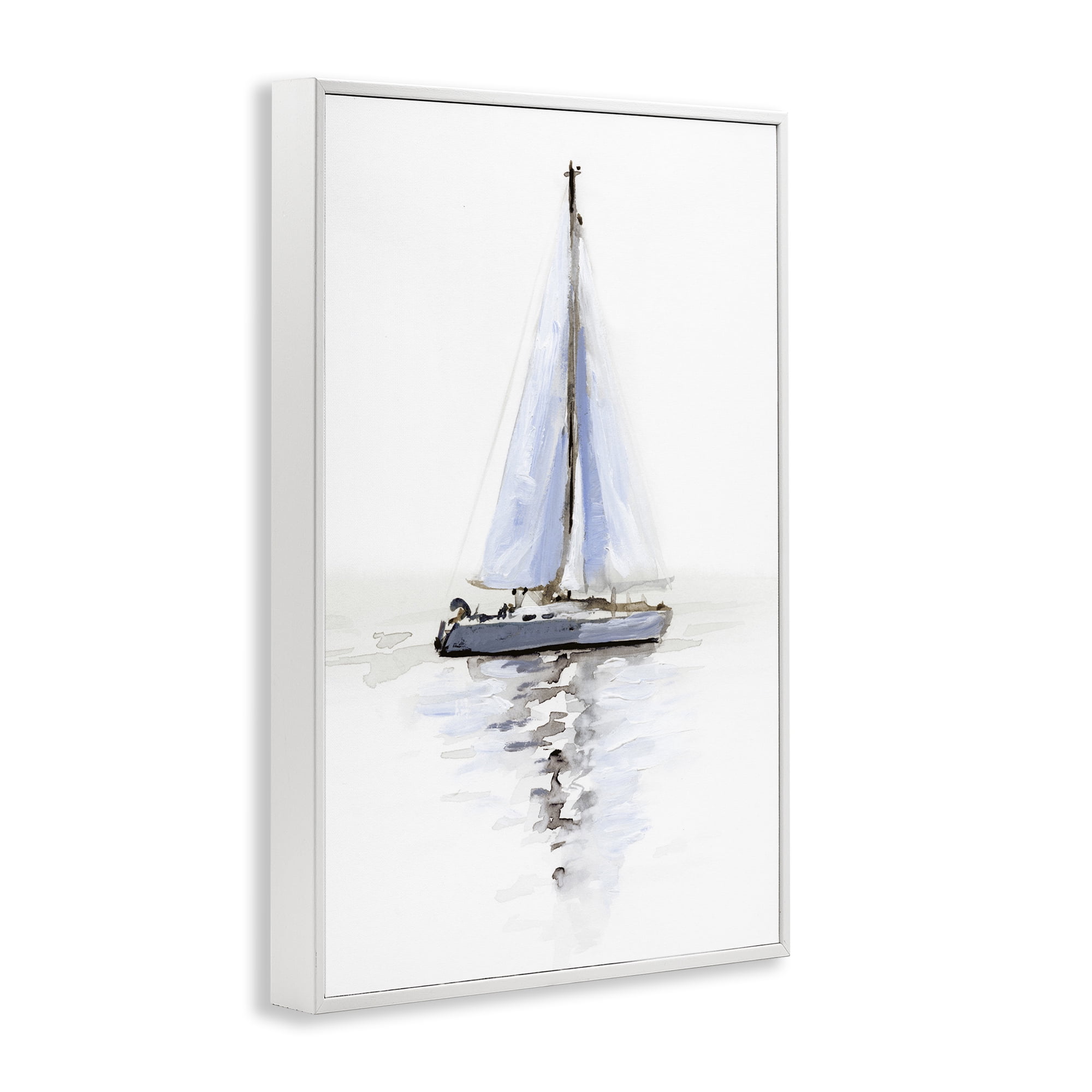 Stupell Industries Reflective Beach Sails Transportation Painting White Framed Art Print Wall Art, 12 x 18