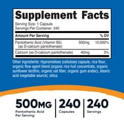 Nutricost Pantothenic Acid (Vitamin B5) Supplement 500mg, 240 Capsules