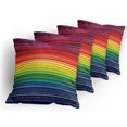 thumbnail image 5 of Ambesonne Abstract Throw Pillow Cover 4 Pack, Rainbow Stripes Neon, 20", Multicolor, 5 of 7