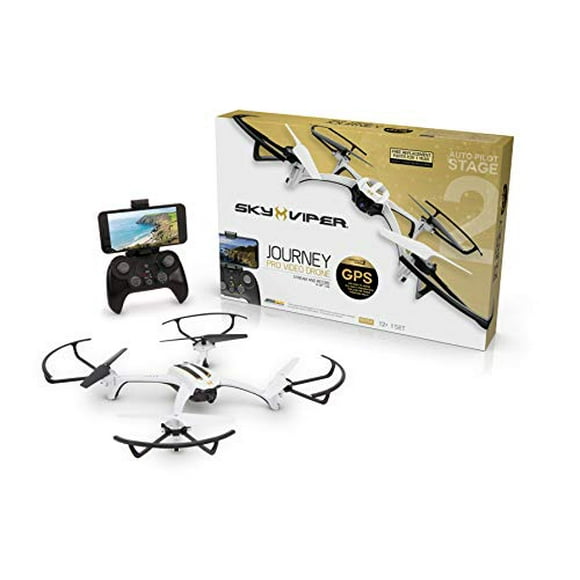 Sky Viper 1849 Voyage GPS en Streaming Drone Vidéo, Blanc/noir