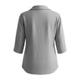 thumbnail image 6 of Womens Linen Shirts Summer 3/4 Sleeve Tops Dressy Casual Buttons V Neck Blouse Loose Fit Lightweight Tunic Tops,Gray,M, 6 of 8