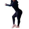 thumbnail image 4 of Sunisery Women's V Neck Butt Flap Pajamas Onesie Bodysuit Long Sleeve Jumpsuit, 4 of 5
