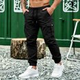 thumbnail image 6 of MXALUOB Men's Cargo Joggers Drawstring Cuffed Ankle Elastic Waist Pants with Multi Pockets Regular Fit Solid Color Pull On Trousers, 6 of 6