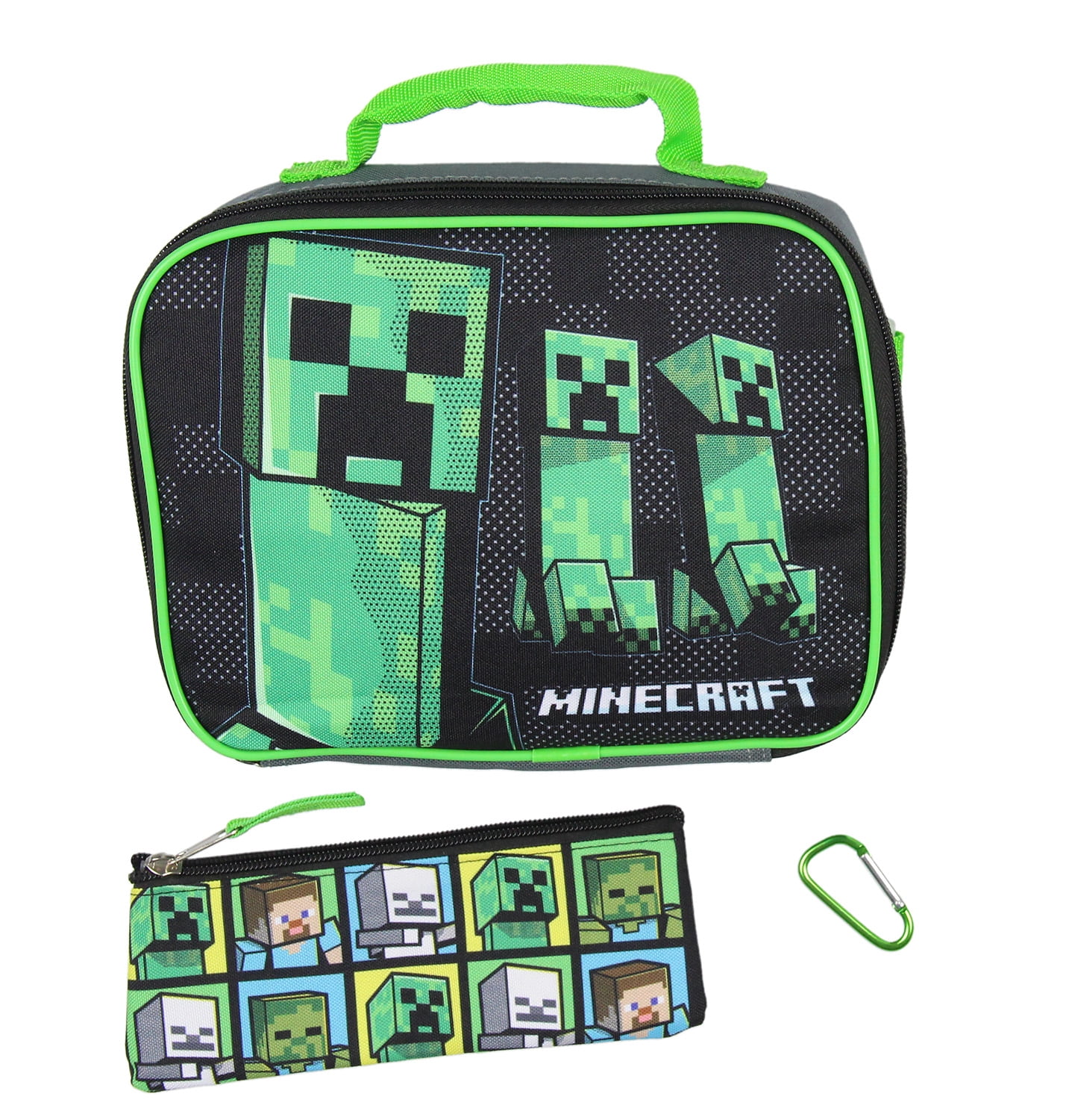 Minecraft Backpack Set with Detachable Lunch Box 16" 4 Piece Set