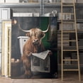thumbnail image 3 of Highland Cow On The Toilet Reading The Newspaper Funny Bathroom Canvas Wall Art Print, 3 of 4