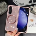 thumbnail image 4 of ChicShell Magnetic Case Cover for Samsung Galxy Z Fold 6, Glitter Bling Back Cover with Stylish Hand Wrist Wireless Charging Support Luxury Case for Girls Women, Pink, 4 of 6