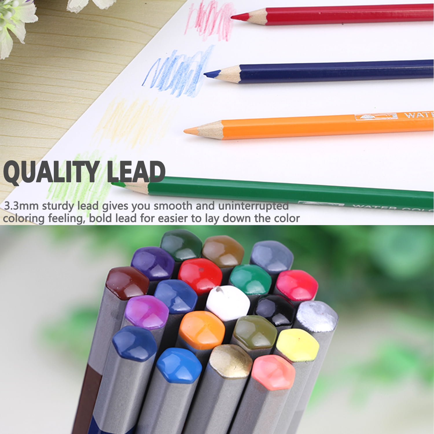 MEGICOT Watercolor Pencils Set of 48 - Includes Colored Pencils, Pencil Sharpener, 2-Watercolor Brush and Canvas Pencil Bag, Ideal for Adult Coloring Books & Art Pages
