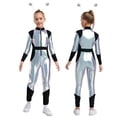 thumbnail image 2 of iiniim Girls Dance Outfit Metallic Long Sleeve Zip Neck Jumpsuit with Hair Hoop Silver 6, 2 of 7
