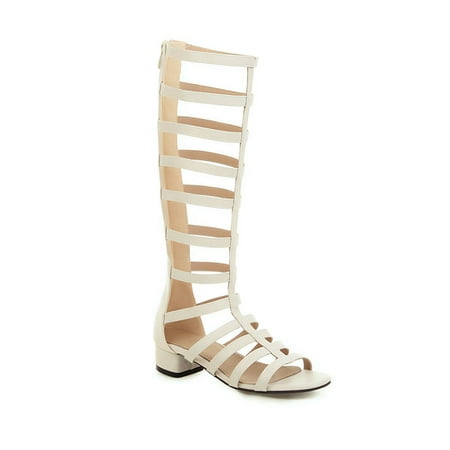 

IELGY Women s Roman sandals Open toe Zipper Thick heel Straps Europe