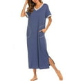 thumbnail image 1 of fastboy Robe de Nuit Style Décontracté pour Femme à la Maison avec Poches Coton Pyjama Fille Design Simple Robe de Nuit Tenue de Détente Vêtements S, 1 of 7