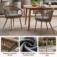 thumbnail image 6 of Dayalane Outdoor Dining Chairs Set of 2, Modern Rope Woven Patio Armchairs with Cushions, Wood-Look Metal Frame, All-Weather Furniture for Balcony, Backyard Bistro, Brown, 6 of 12