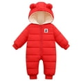 thumbnail image 4 of Happy Cherry Infant Puffer Romper Baby Bunting Snowsuits Hooded Jumpsuit Overalls Newborn Boy Pram Suit 0-24 Months, 4 of 8