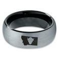 thumbnail image 2 of Tungsten Montana The Treasure State Bison Band Ring 8mm Men Women Comfort Fit Black Dome Brushed Gray Polished, 2 of 4