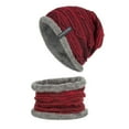 thumbnail image 2 of RXIRUCGD Men's And Winter New Collection With Velvet Hook Hat And Neck Warmth Set( Wine ), 2 of 4