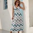 thumbnail image 5 of Aqua Chevron Pattern Sleeveless Dress Dresses Women Summer Evening Dresses Ladies Bohemia Long Dresses, 5 of 9