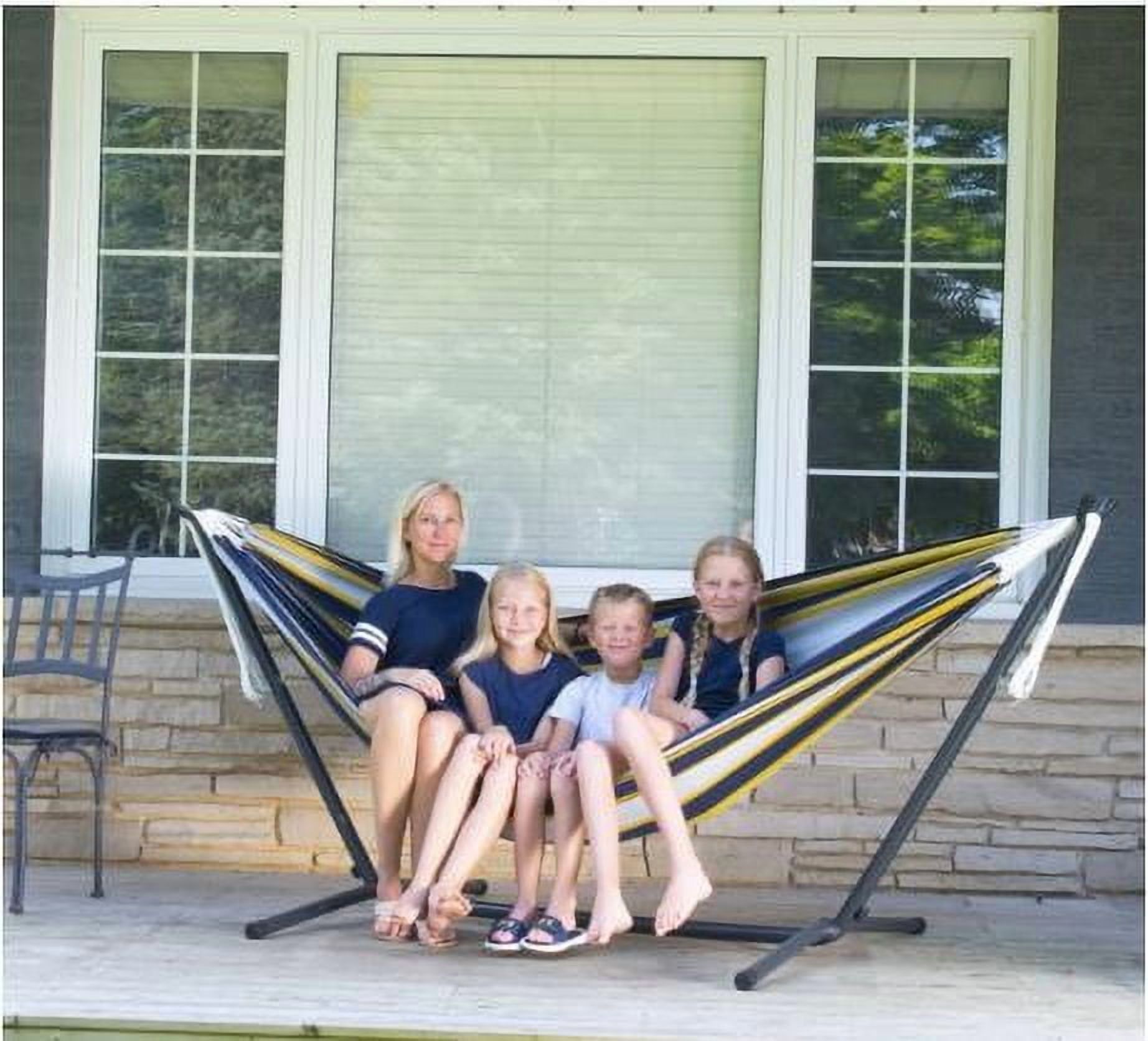Vivere Double Cotton Hammock, Comfortable Daybed with Steel Stand, 9 Foot, Serenity