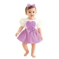 thumbnail image 3 of Girls Valentines Day Outfit Short Sleeve Heart Embroidery Romper Tutu Dress with Bow Headband Set Cute Baby Girl Clothes 9-12 Months Old Outfit Girl, 3 of 9