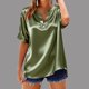 thumbnail image 2 of TaTaai V-Neck Button Women's Pullover Blouse, Short Sleeve Fashion Top, Casual Regular Length, All-Season Wear, Perfect for Daily Occasions Gift, 2 of 5