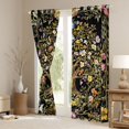 thumbnail image 3 of Homewish Vintage Tree Of Life Kitchen Curtains,Romantic Floral Black Out Curtains Pack of 2 (42x63 Each),Black Green, 3 of 6