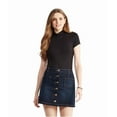 thumbnail image 2 of Aeropostale Womens Solid Mock Basic T-Shirt, Black, Juniors, X-Small, 2 of 2