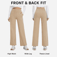 thumbnail image 2 of Feekit Women's Fleece Lined Wide Leg Yoga Pants, High Waisted Stretch Lounge Pants with 2 Deep Pockets, 2 of 8