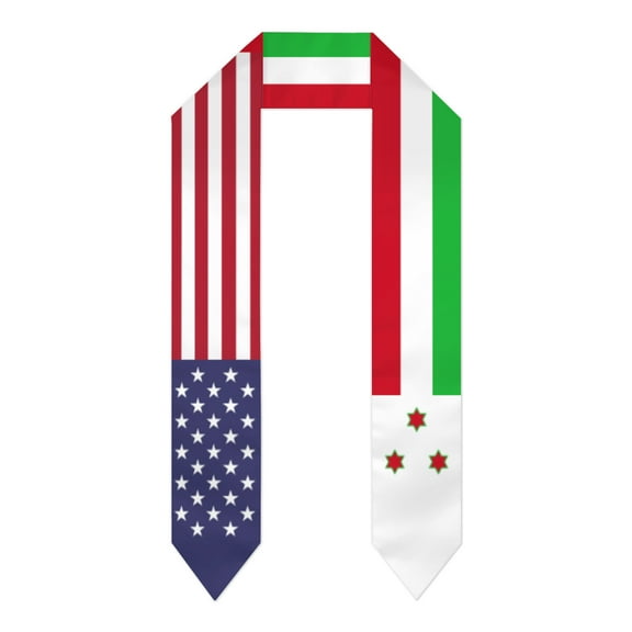 Burundi & USA United States Flag Shawl Sash Stole Graduation Shawls Wraps Scraf For International Study