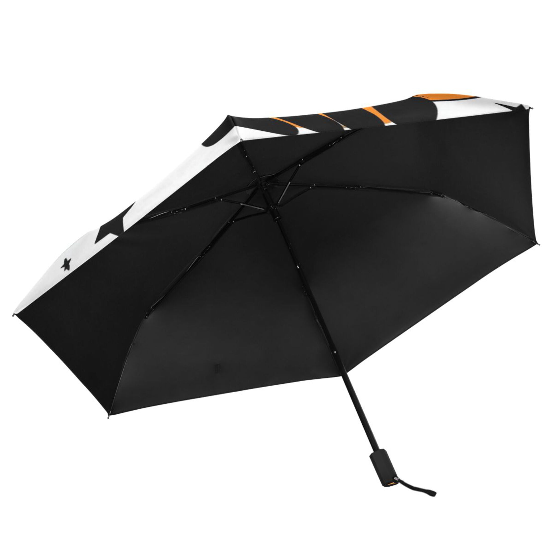 Cute Fox with Crown Stars All Weather Umbrella Triple Folding Parasol 6 Ribs UV Protection Portable