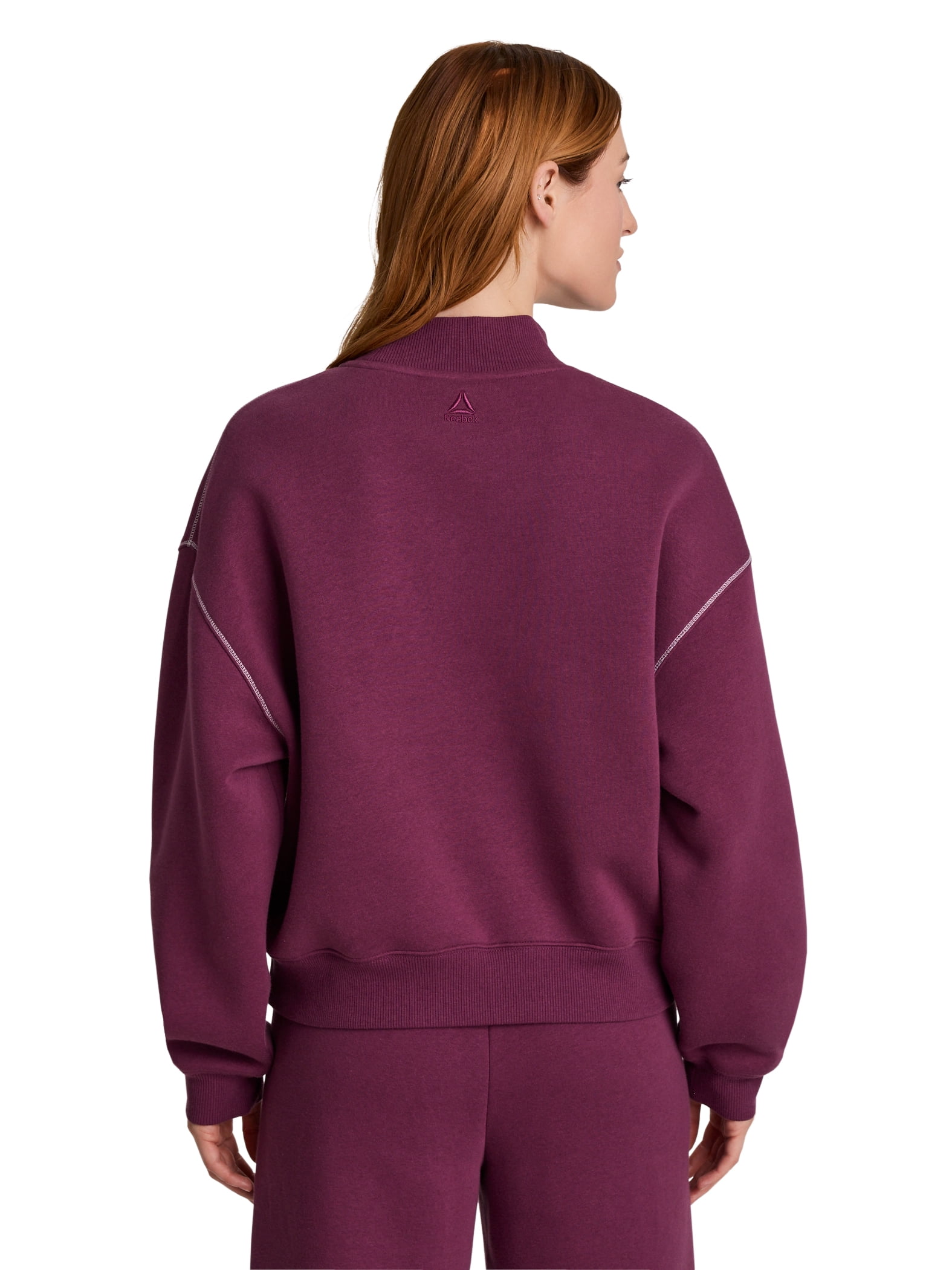 Reebok Women's Game Day Fleece Contrast Stitch Mock Neck Top, Sizes XS-XXXL