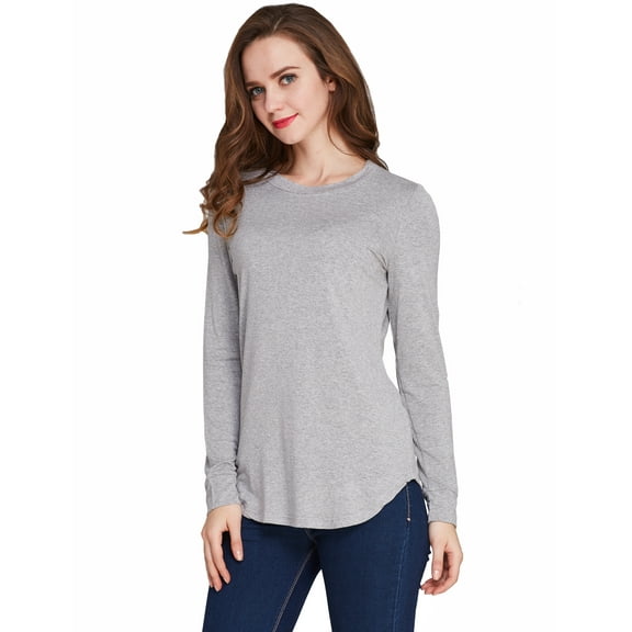 Camii Mia Womens T-shirts Long Sleeve Solid Top
