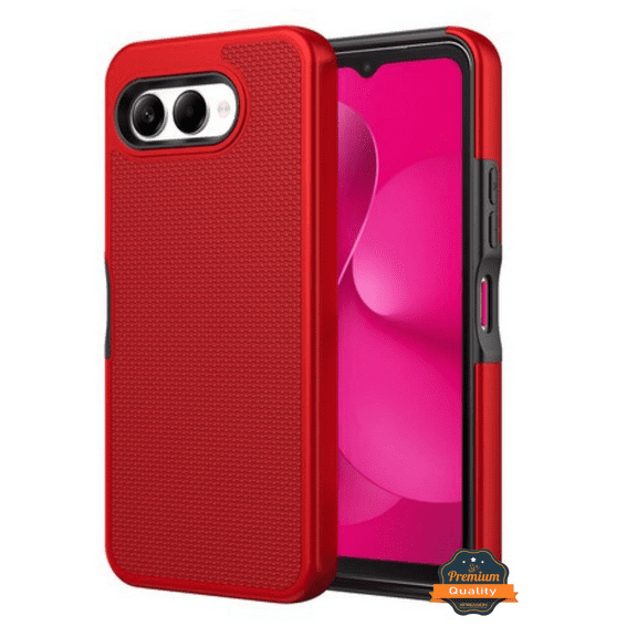 For T-Mobile REVVL 8 2025 Rugged Hybrid Dual Layer Shockproof Case TPU   PC Cover [Red]