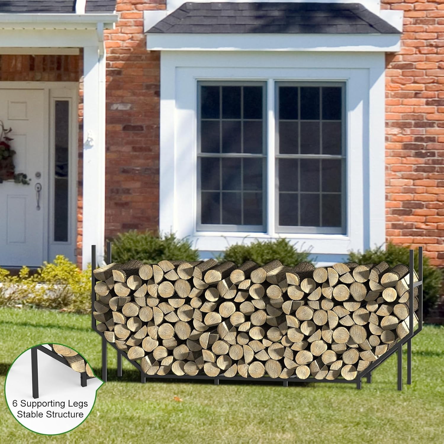 6FT Heavy-Duty Outdoor/Indoor Firewood Rack – Large Capacity Log Holder with Weather-Resistant Metal & Elevated Base (70.8"L x 12.5"W x 30.5"H)
