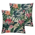 thumbnail image 2 of JRXY Throw Pillow Cover Beach Cheerful Tropical Dark Green Leaves of Palm Trees and Flowers Decorative Pillow Case Home Decor Pillowcase,2 Pcs White, 2 of 6