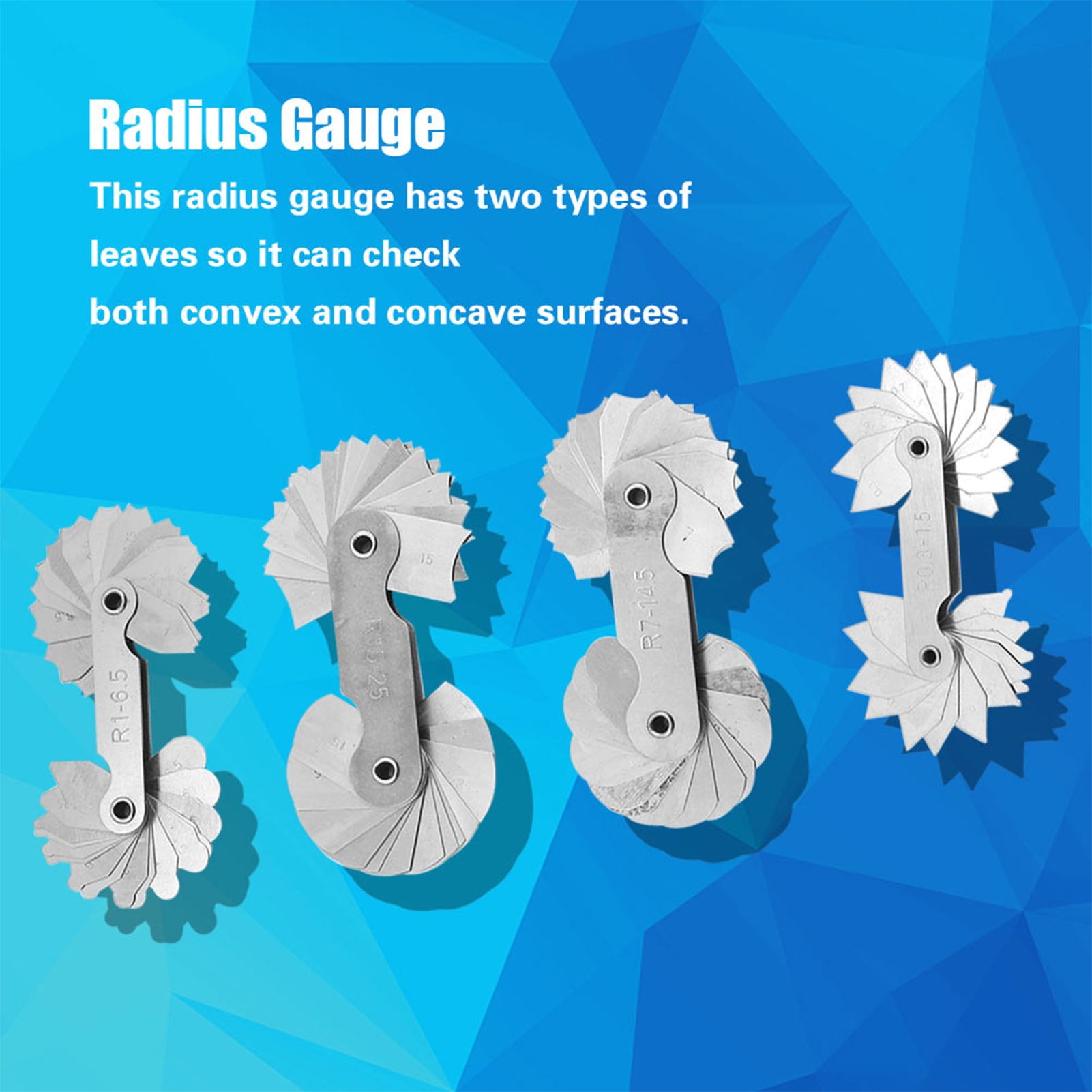 4-Piece Stainless Steel Radius Gauge Set - R0.3-25mm, Concave & Convex Measuring Tool For Machinists