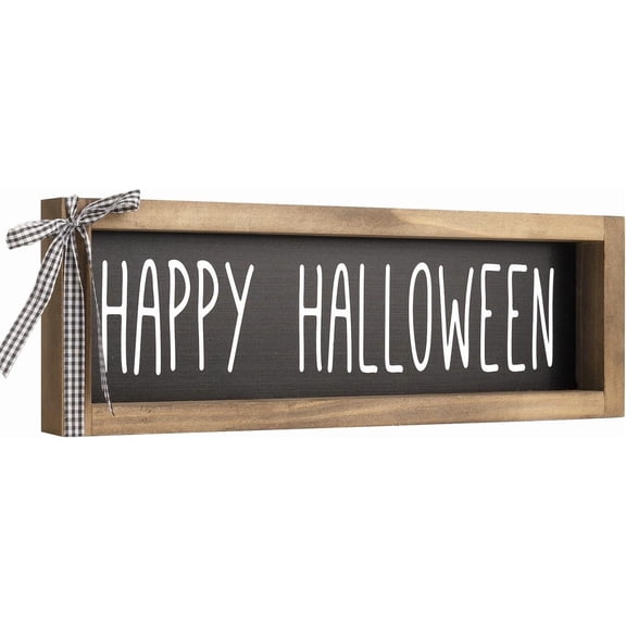Happy Halloween Sign, Wooden Halloween Table Centerpiece Decorations for Home, Indoor Home Decorative Signage Wall Shelf Desk Fireplace Mantle Rustic House Decor